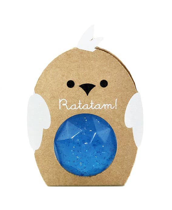 Balle rebondissante oiseau à paillettes bleu 42mm