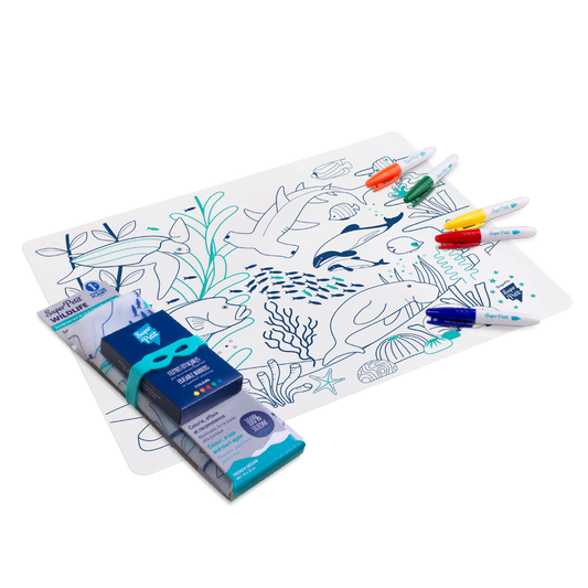 SuperPetit - Jeu éducatif: Set de table en silicone CORAL - Réutilisable