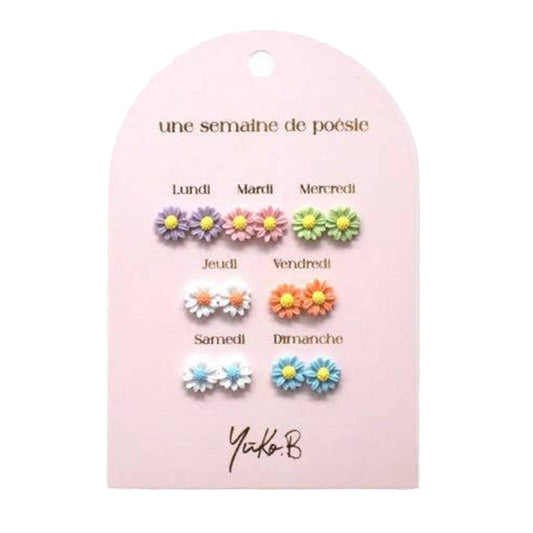 Kontiki - 7 Paires Boucles d'oreilles "Une semaine de poésie" - Yuko B: Fleurs