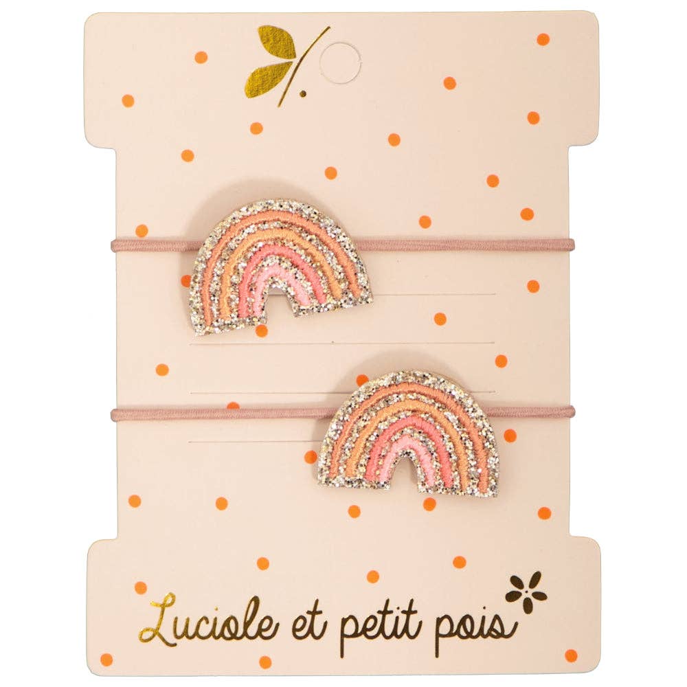 Luciole et Petit Pois - Élastiques mini arcs-en-ciel rose (paire)