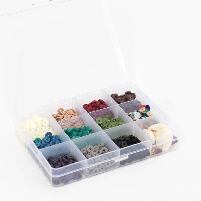 La Petite Épicerie - Box of 11 NATURAL colors of 6 mm Heishi pearls + accessories