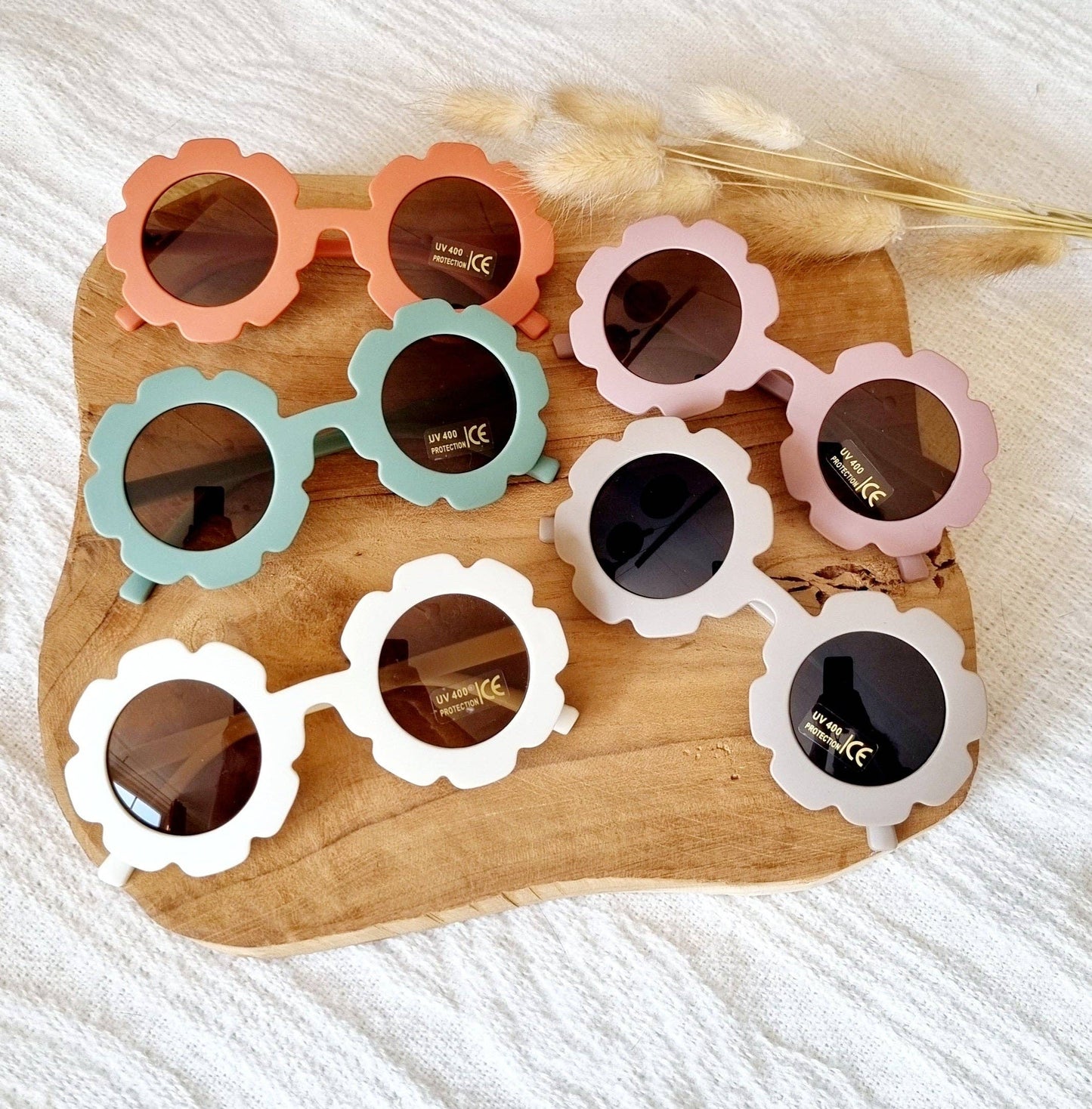 Rammelaartje - Lunettes de soleil pour enfants UV400 flower - Taupe