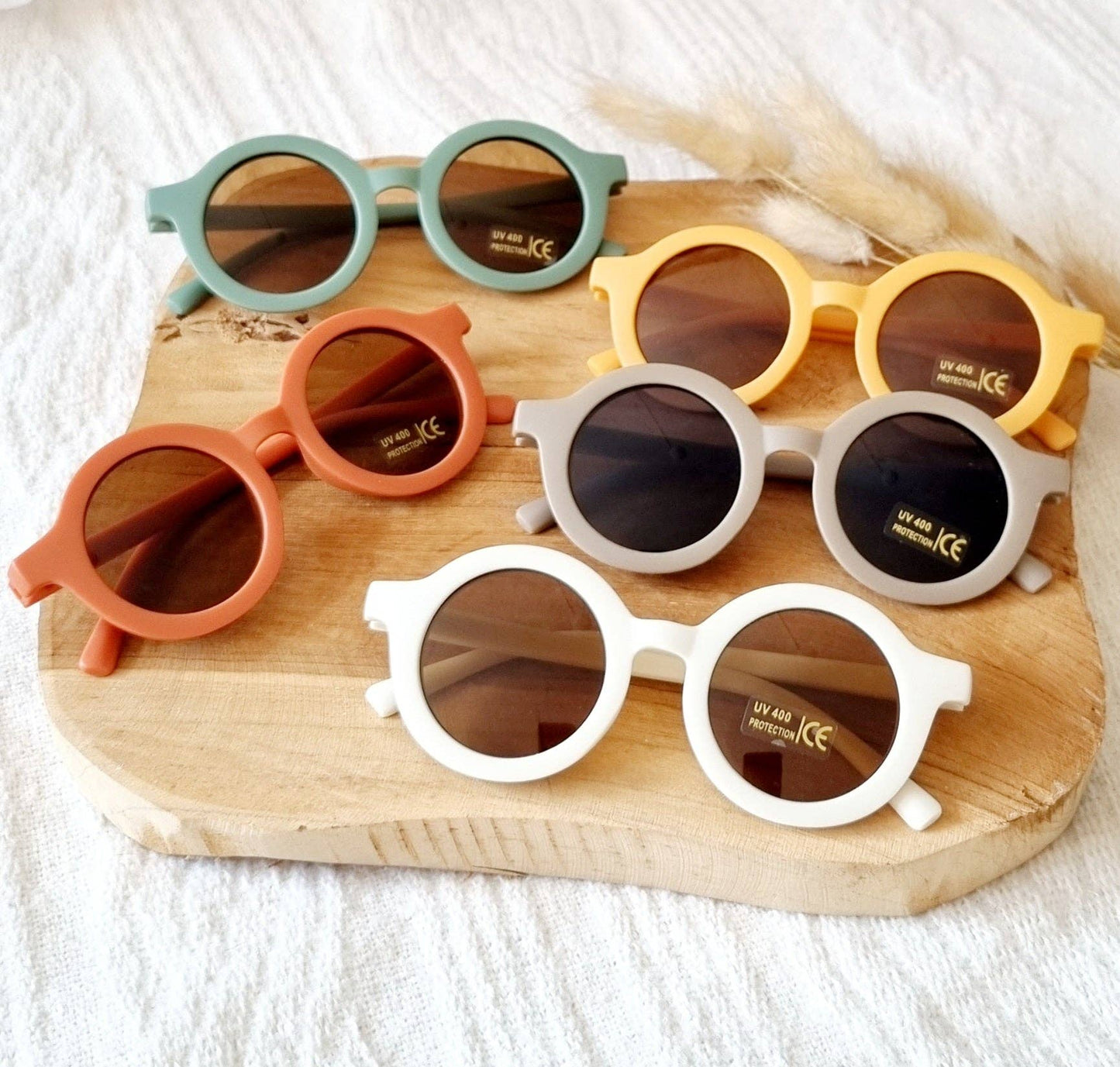 Rammelaartje - Lunettes de soleil rondes UV400 pour enfants - Beige