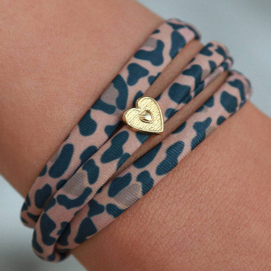 Love Ibiza - Bracelet léopard cœur or