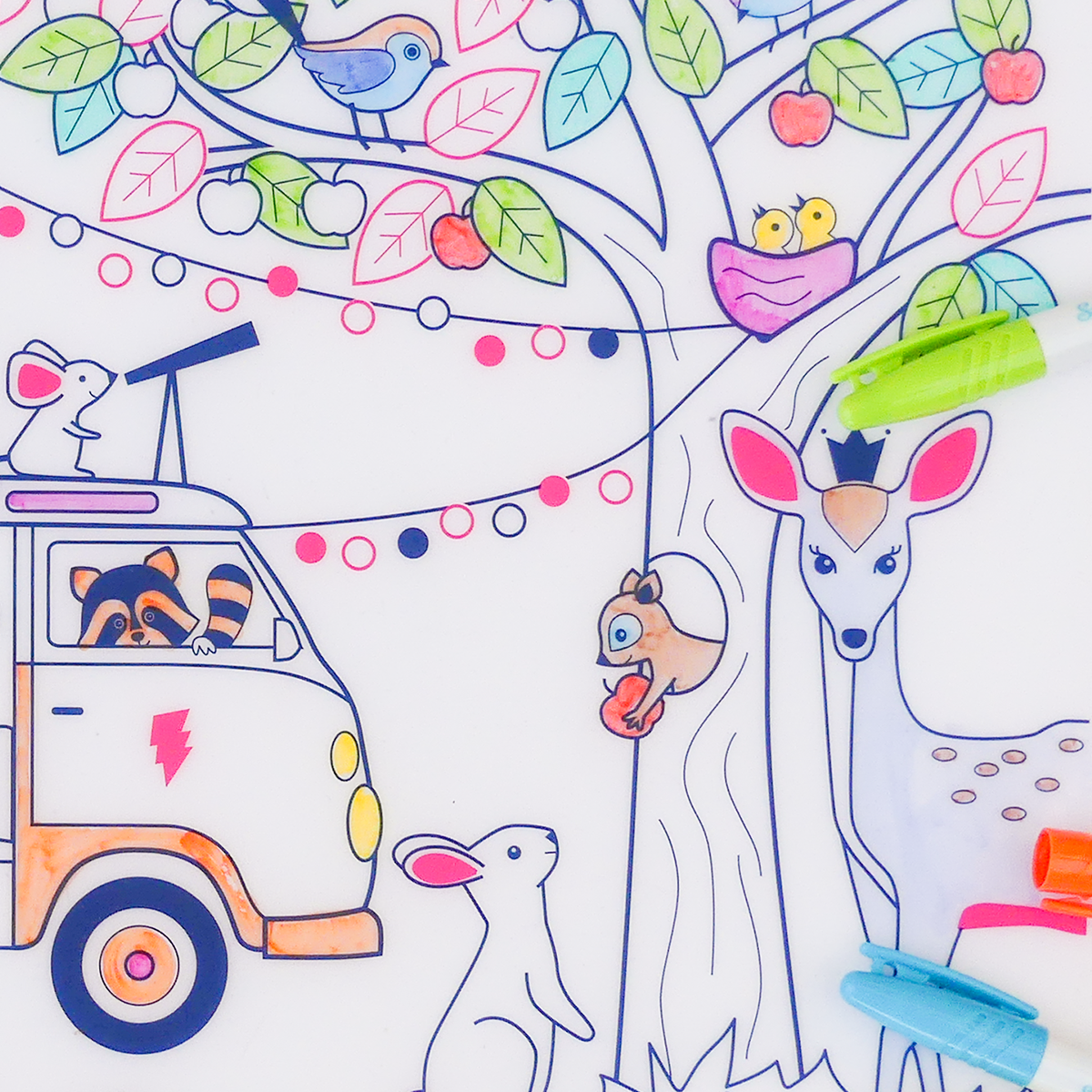 SuperPetit - Coloriage réutilisable - Set en silicone DREAM VAN 5 feutres