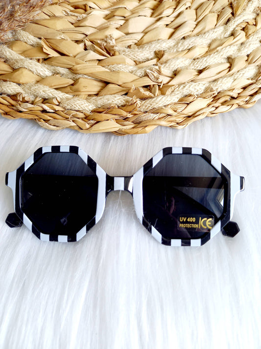 Happy by Lies - Lunettes de soleil pour enfants Sunny stripe noir/blanc