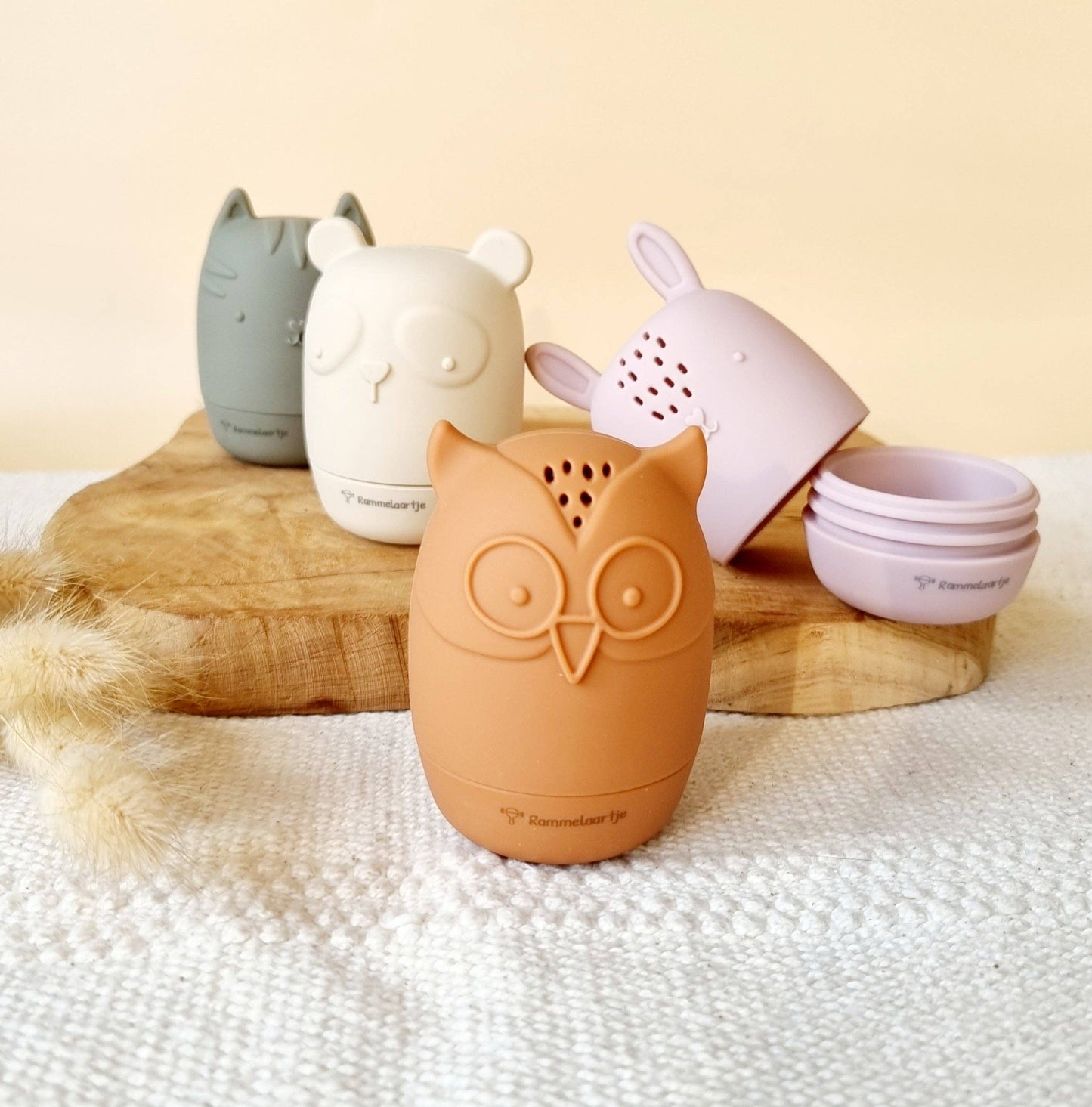 Rammelaartje - Ensemble de 4 jouets de bain en silicone Earth tones