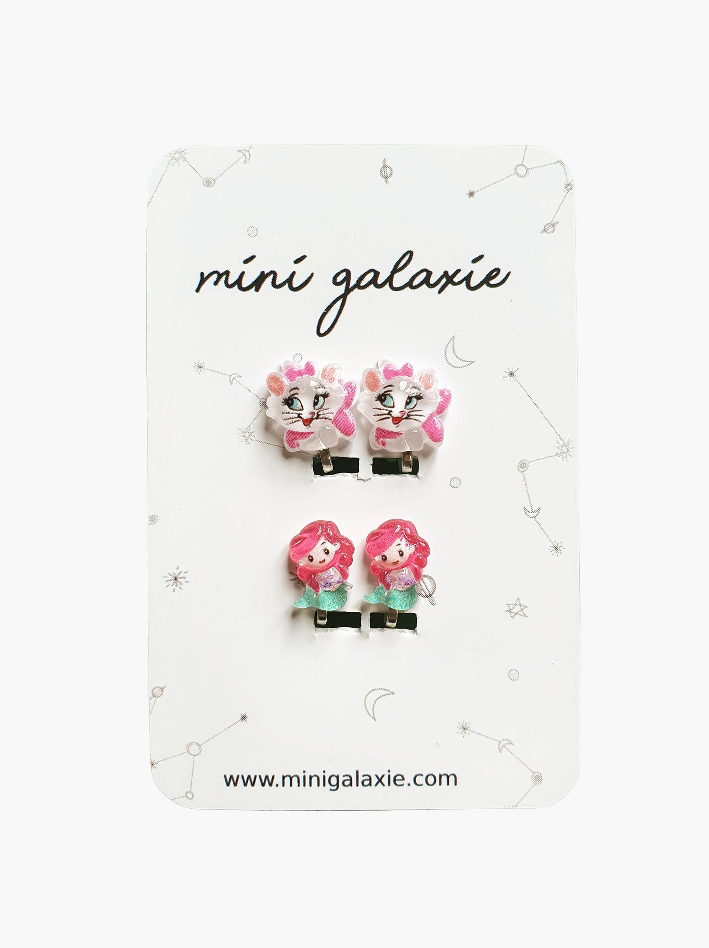 Boucles d'oreilles clips pour enfant - chats et princesses