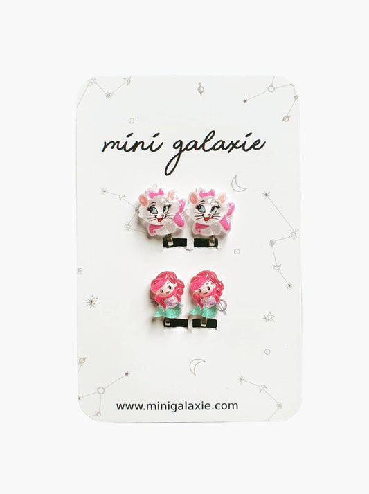 Boucles d'oreilles clips pour enfant - chats et princesses