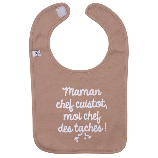 Bavoir “Maman chef cuistot” Mocha