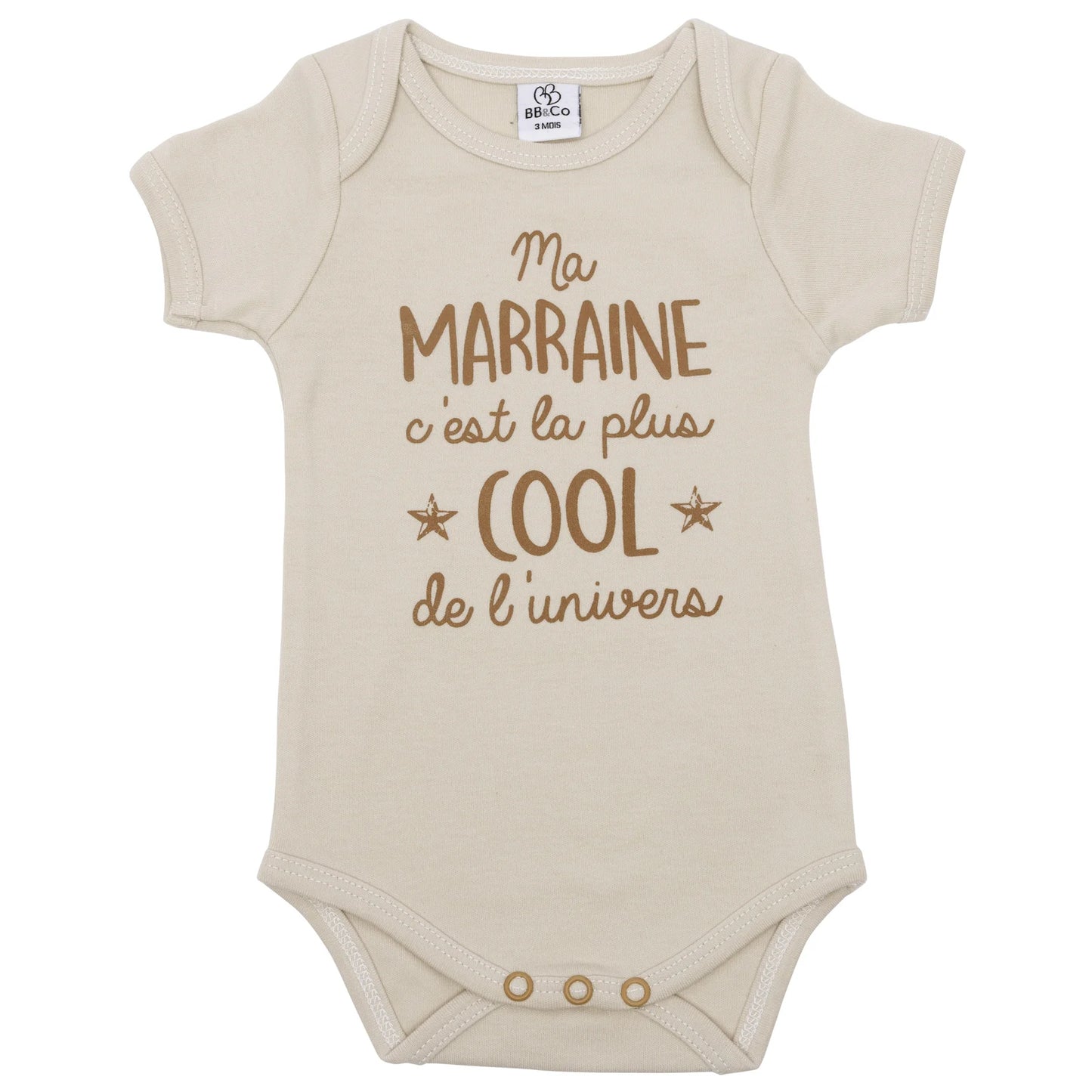 Body manches courtes “Ma marraine c’est la plus cool” sable