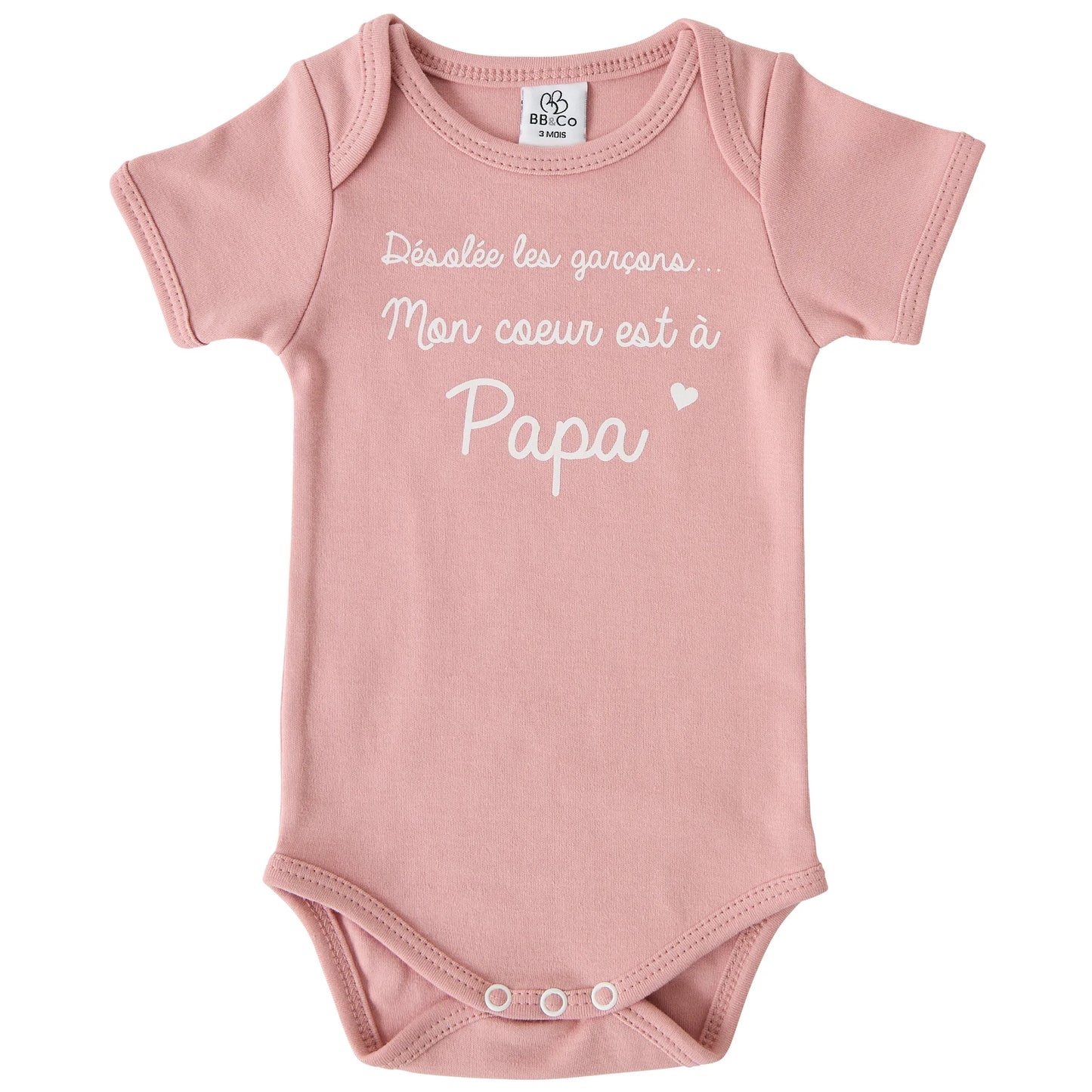 Body manches courtes “Mon coeur est à papa”