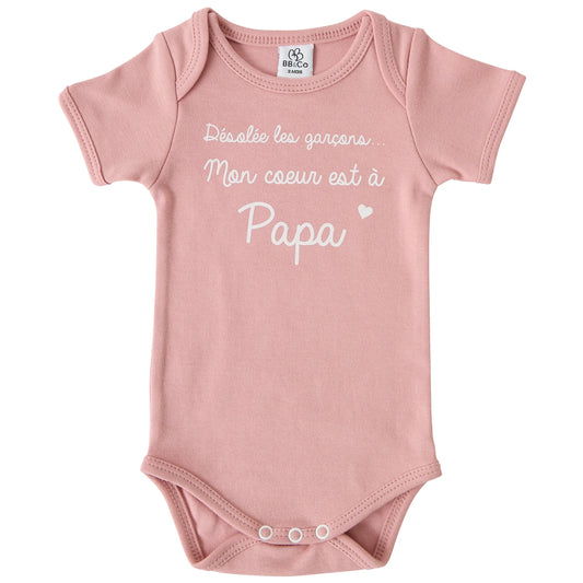Body manches courtes “Mon coeur est à papa”