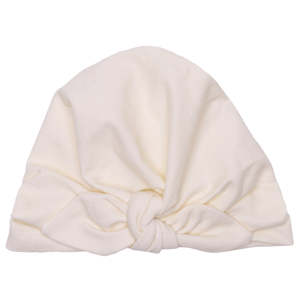 Bonnet bébé naissance forme turban ivoire