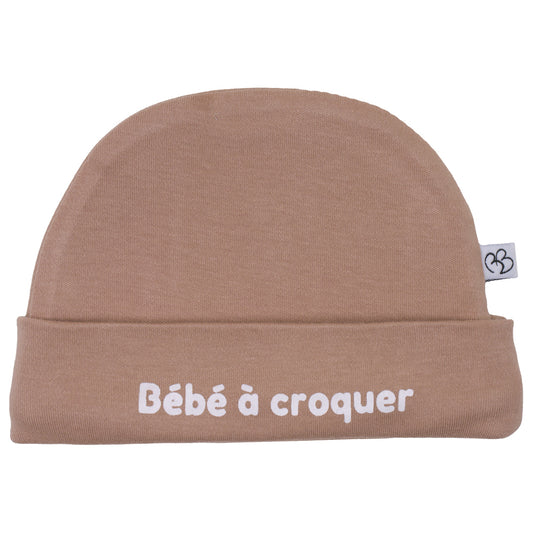 Bonnet bébé naissance “Bébé à croquer” Mocha