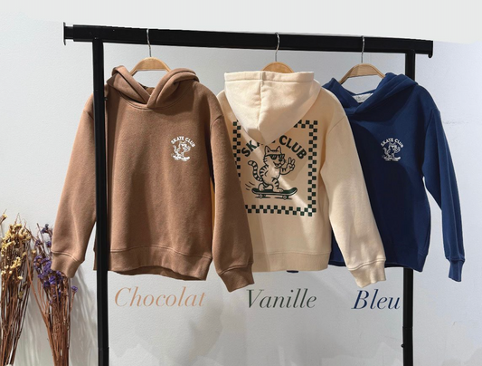 Sweat à capuche SKATE CLUB Vanille