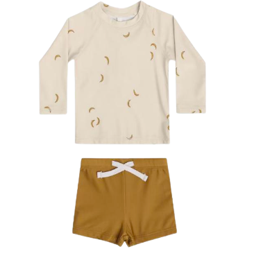 Maillot de bain garçon -  Ocre bananes 2 pièces