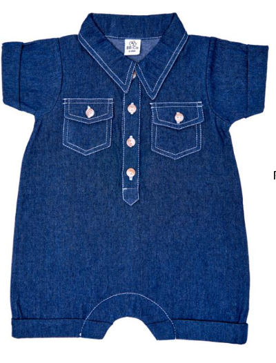 Combishort avec col chemise bleu