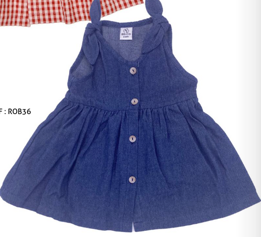Robe évasée sans manches chambray bleu