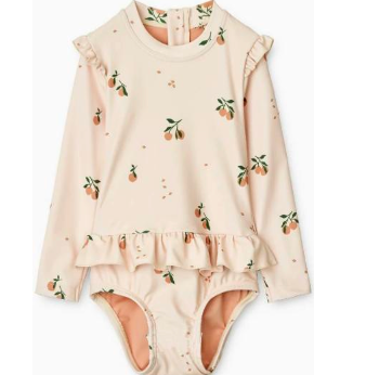 Maillot de bain fille -  Pêche rose 1 pièce