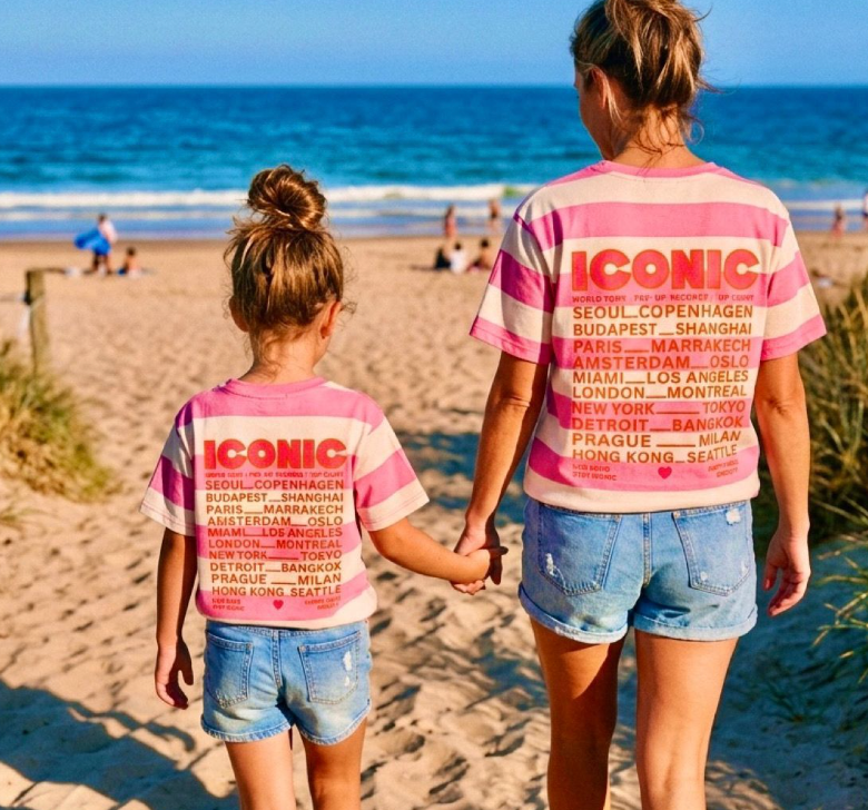 T-shirt rayé ICONIC Blanc/rose