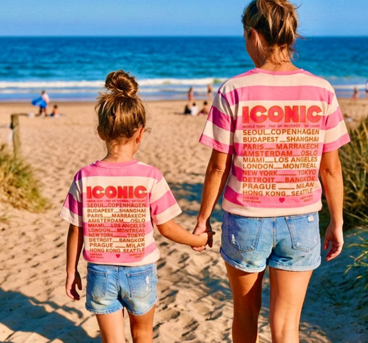 T-shirt rayé ICONIC Blanc/rose