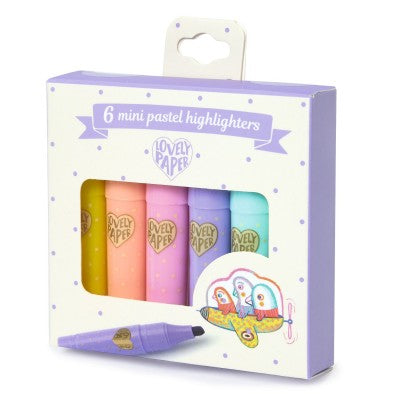 6 mini surligneurs pastel