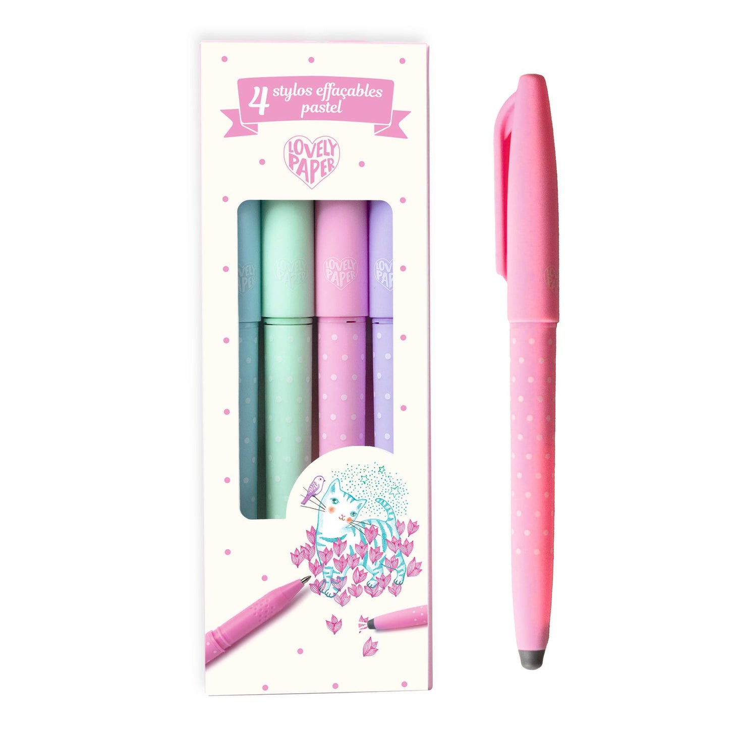 4 Stylos effaçables pastel