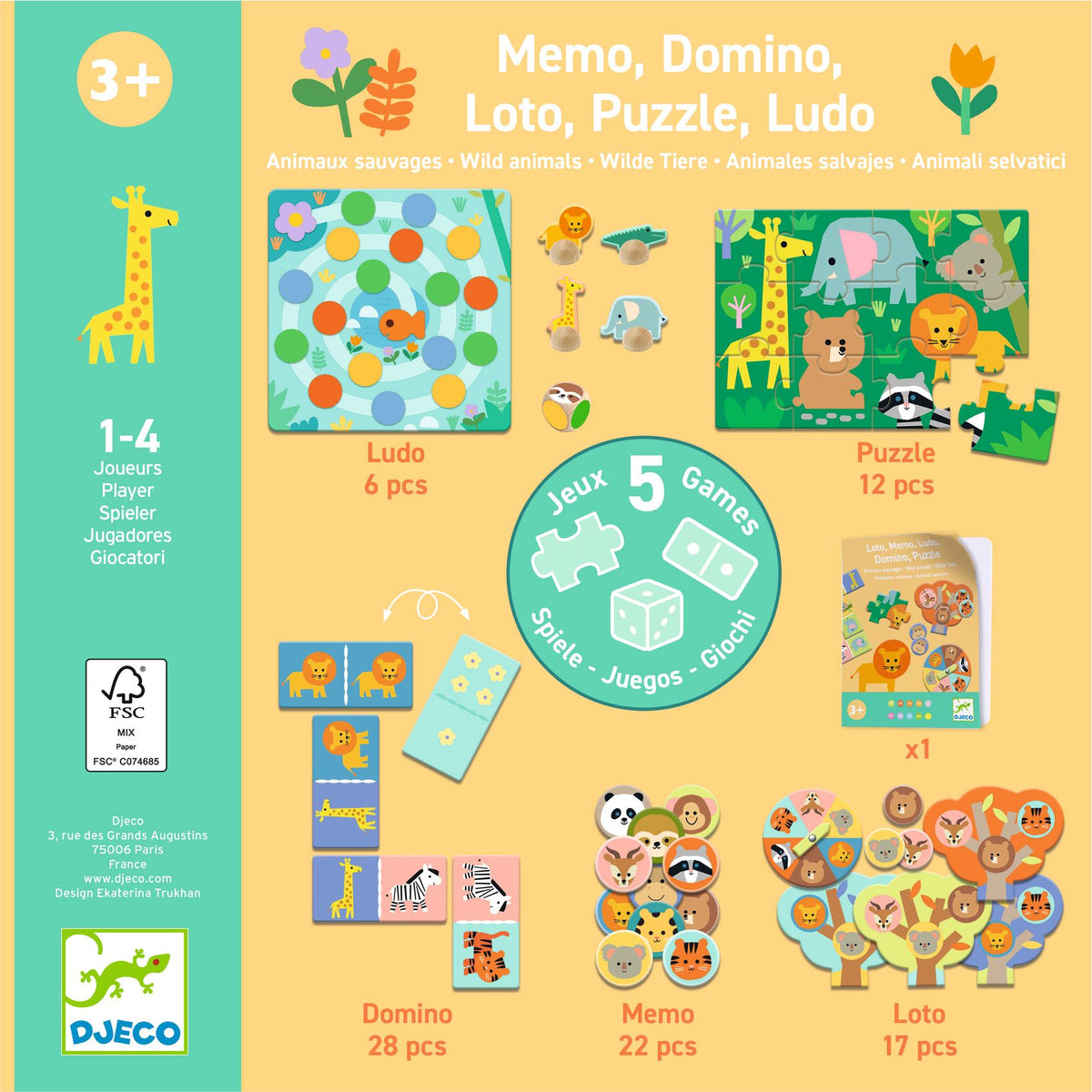 Jeu - Animaux sauvages - 5 JEUX