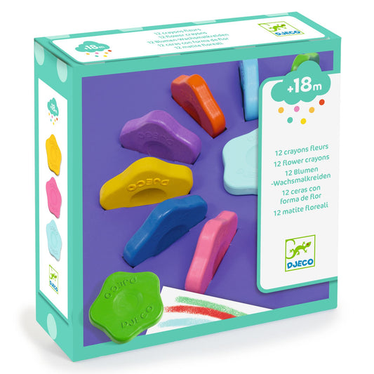 12 crayons fleurs pour les petits - 18 mois