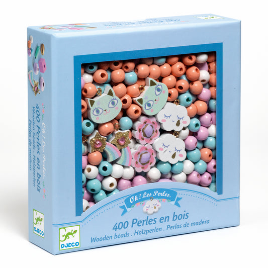 Perles en bois arc en ciel