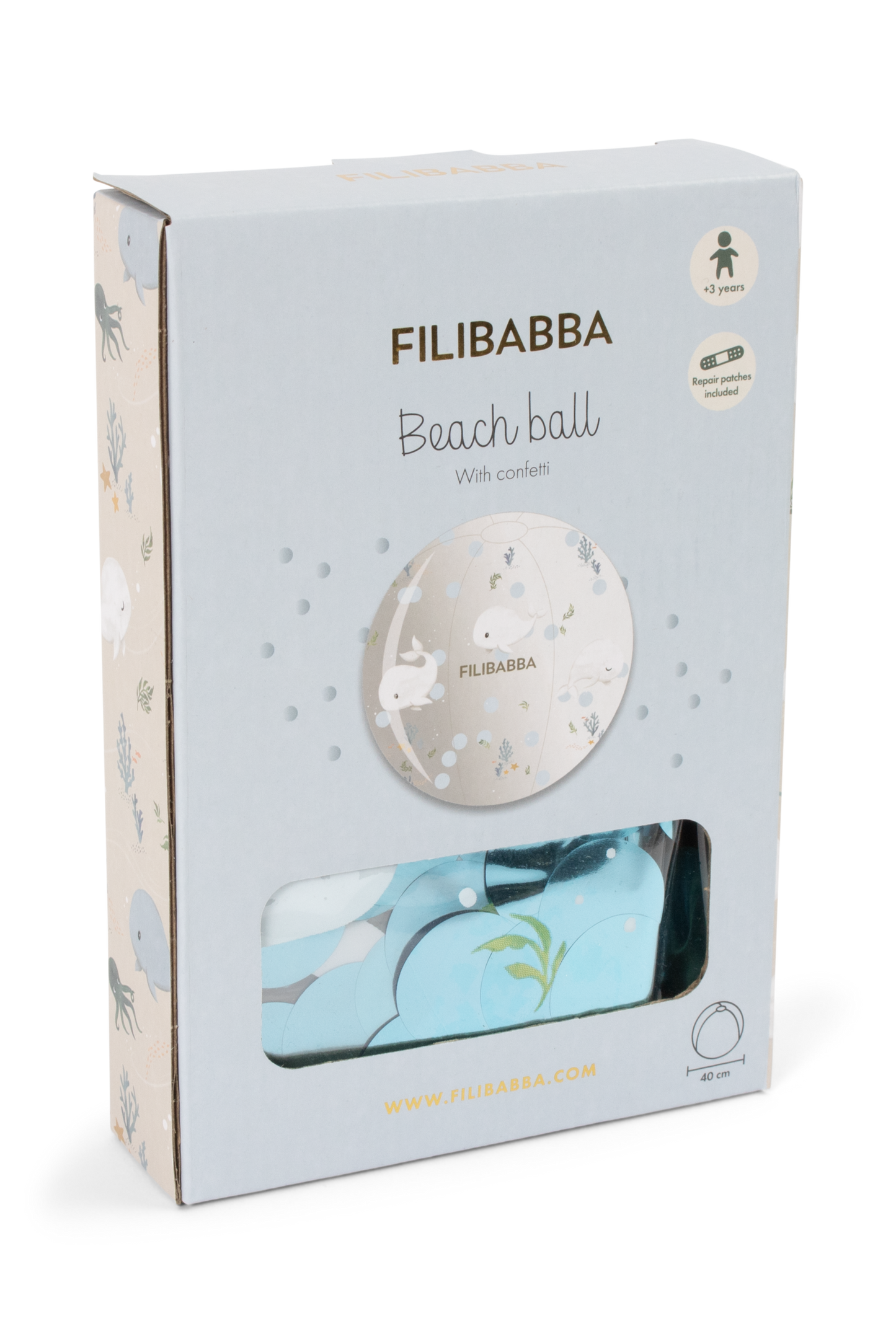 Ballon de plage Alfie – Confettis des Contes de baleines de Christian