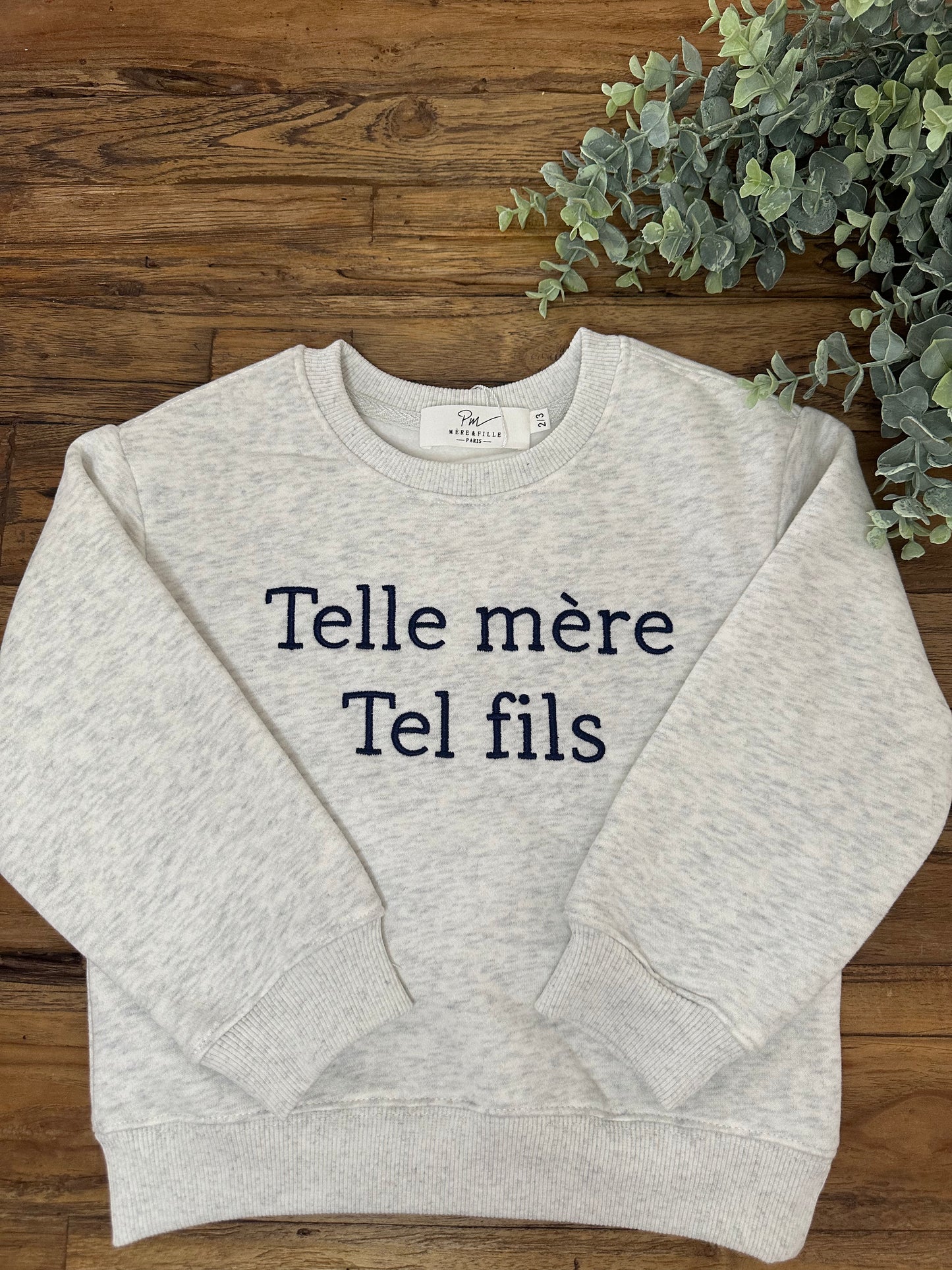 Sweat gris tel mère / tel fils