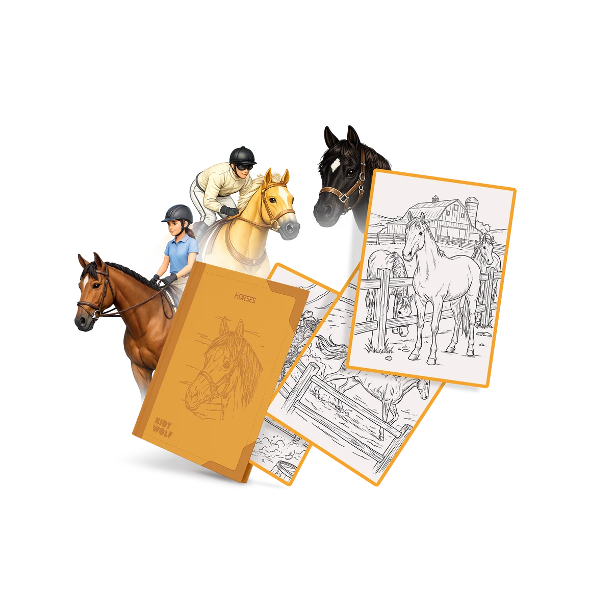 KIDYDRAW-PAD Refill Horses - 30 dessins à décalquer