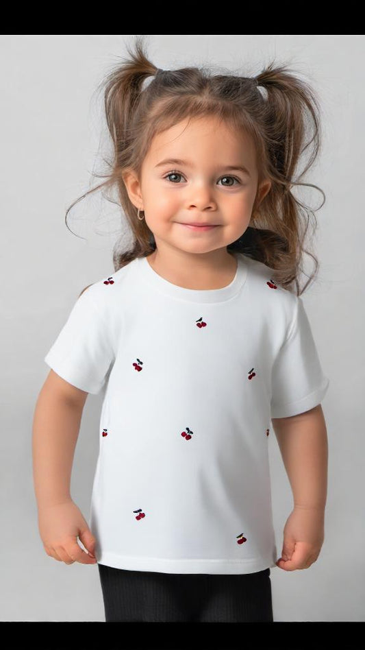 T-shirt blanc cerise