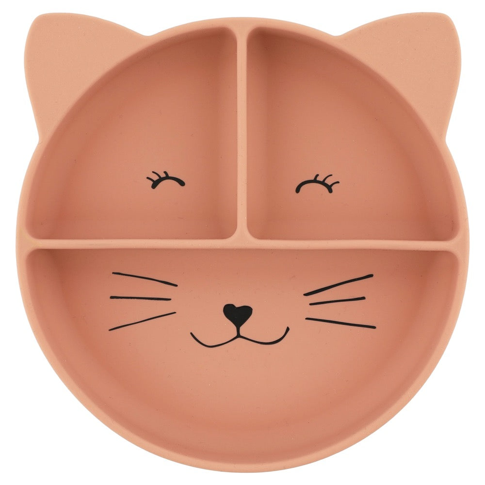 Assiette avec ventouse en silicone et compartiments
