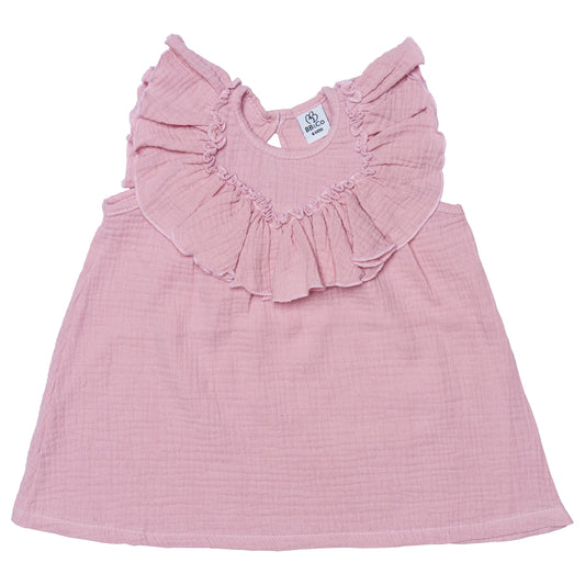 Robe évasée à petites manches - Gaze de coton Pétale
