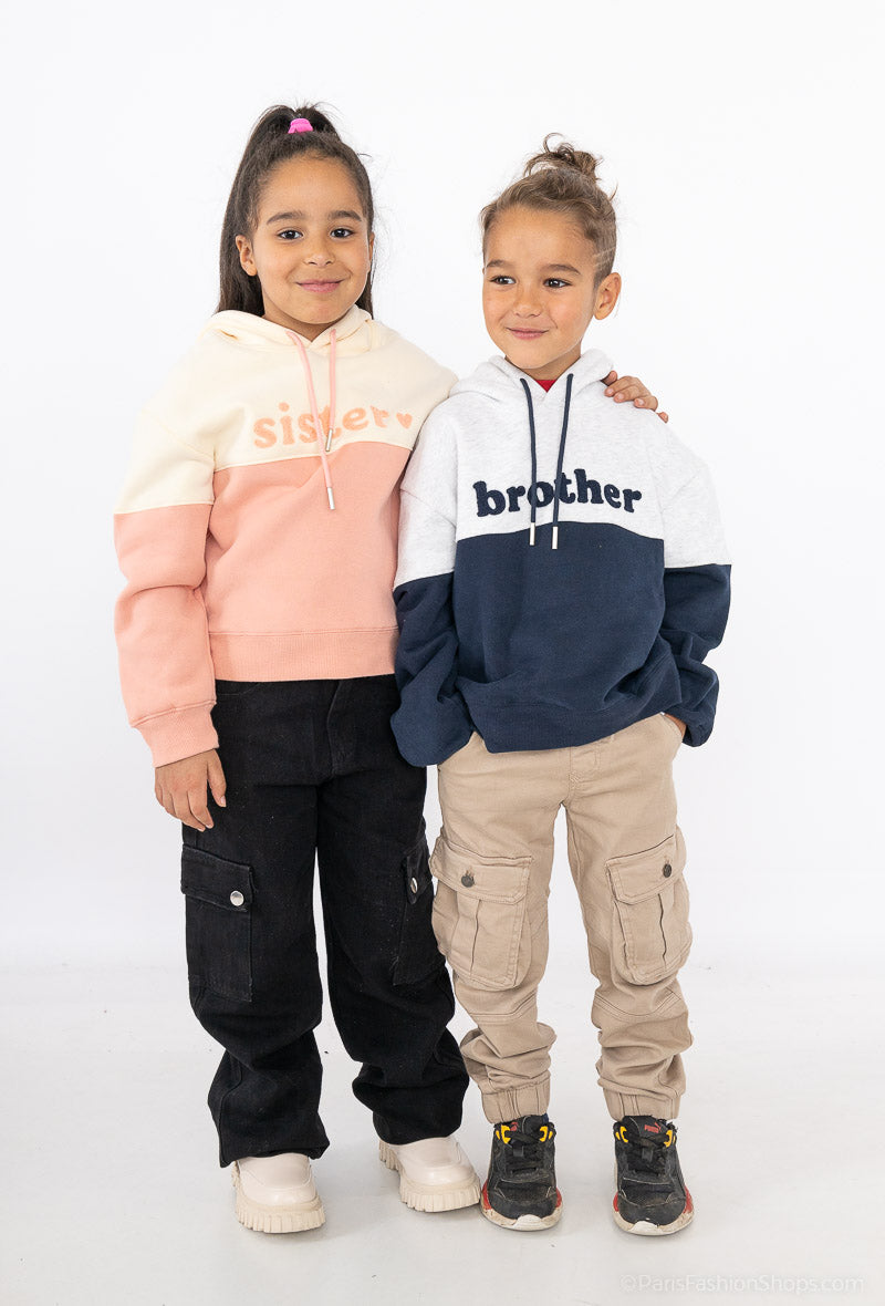 Sweat à capuche avec inscription "brother"