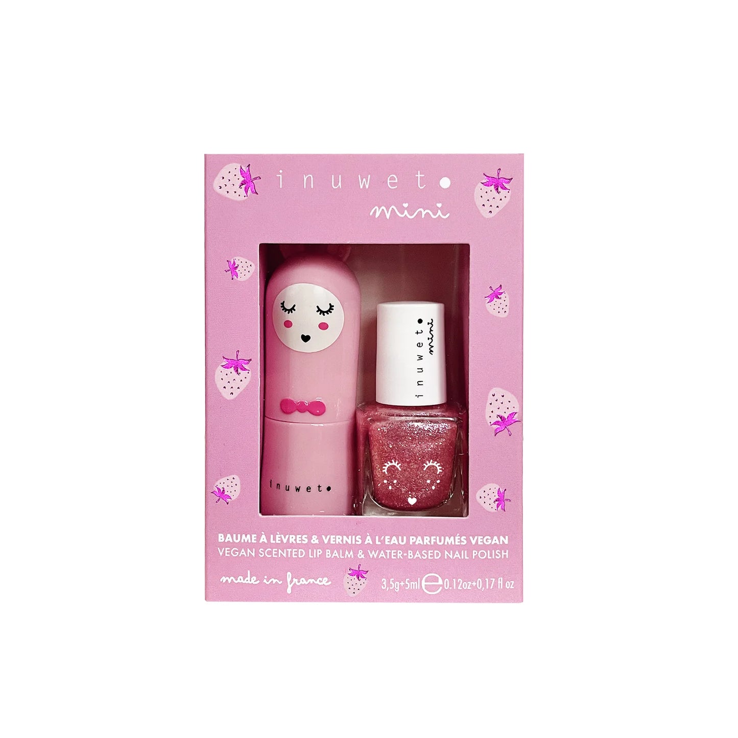 Coffret Rose duo baume à lèvres et vernis à l'eau - Fraise