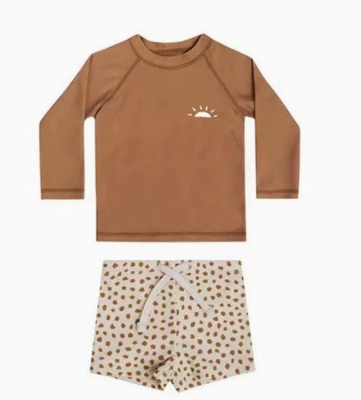 Maillot de bain garçon -  Marron soleil 2 pièces