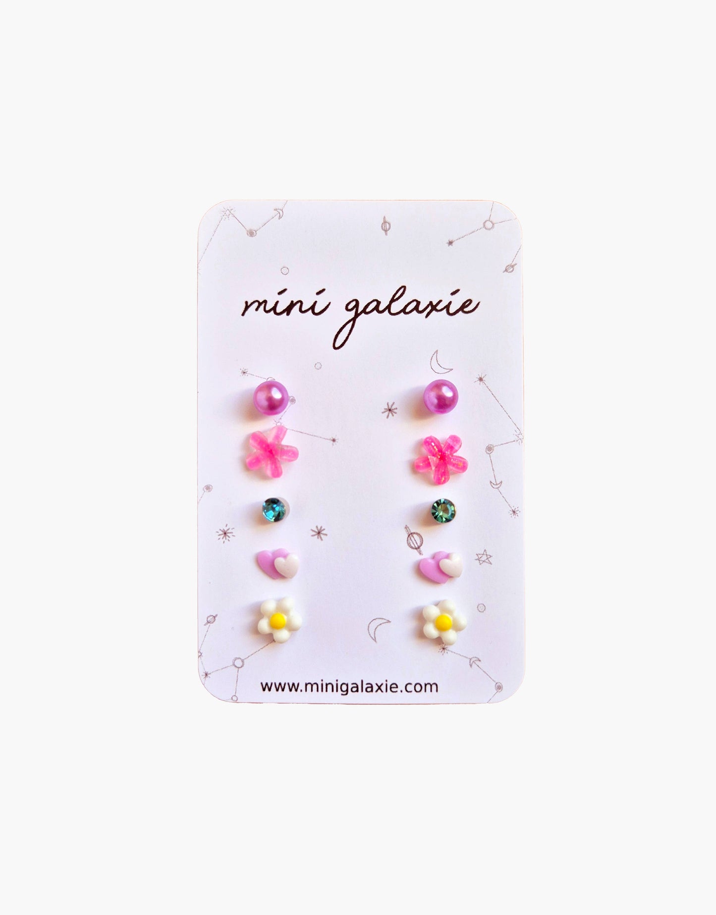 Boucles d'oreilles clous fantaisie enfant Lot 5 paires Luna