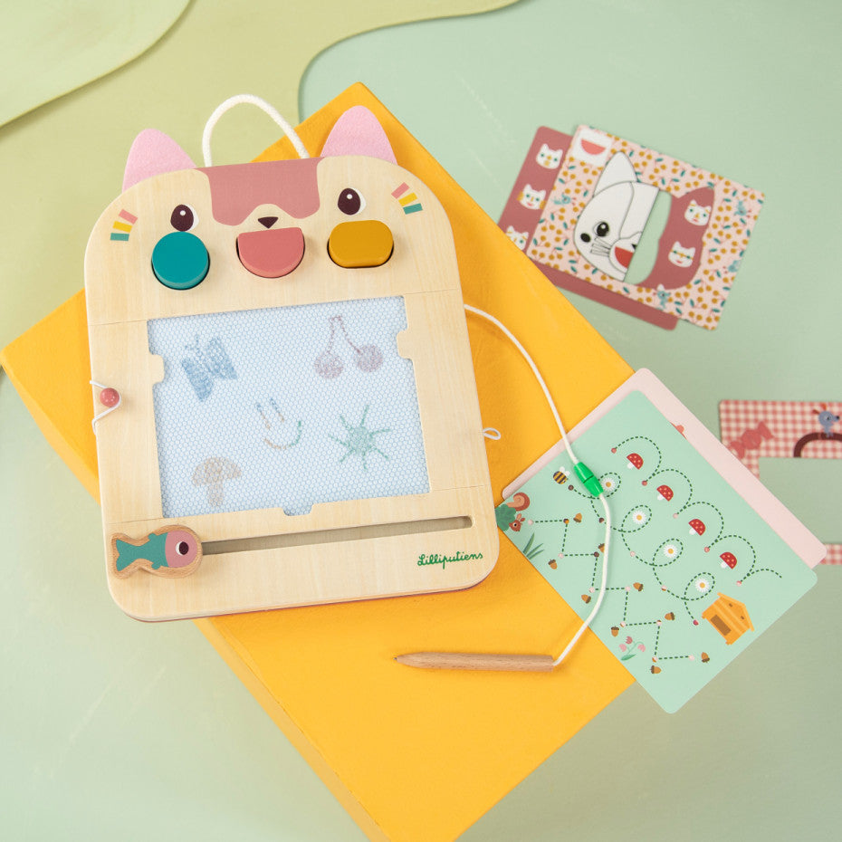 Ardoise Magique en bois Jeanne le chat