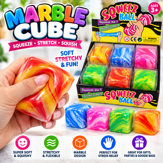 GS Wholesale (Formerly Known as Gypsy Soul) - Jouet étirable et moelleux en forme de cube marbré (doux et extensible)