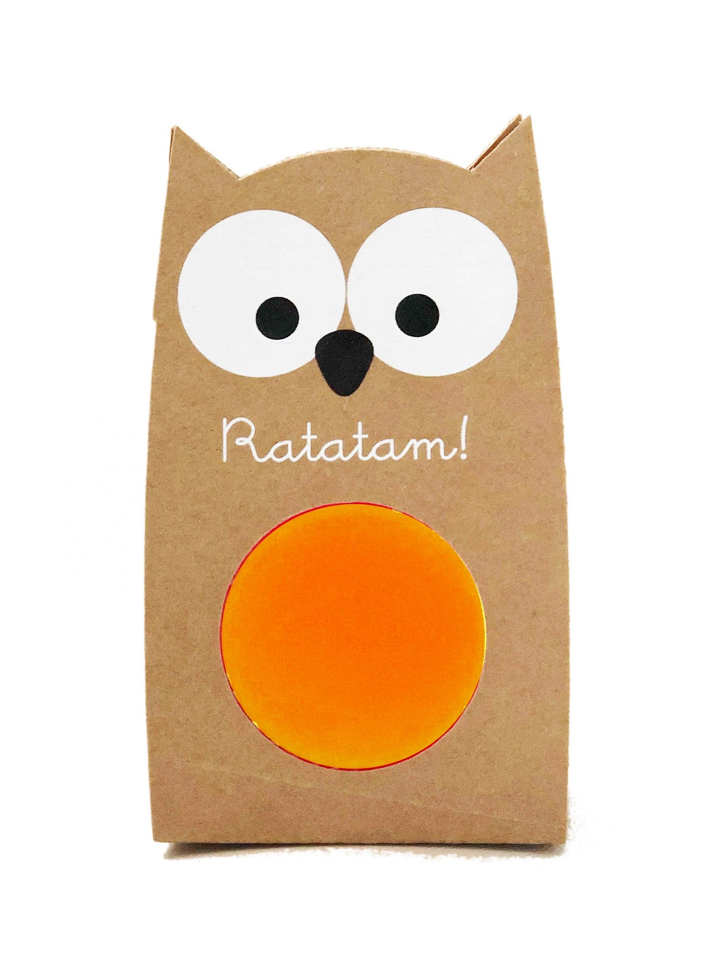 Balle rebondissante hibou orange 57mm
