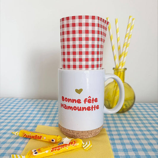 Marcel & Lily - Mug Pop "Bonne fête Mamounette" avec son couvercle en liège