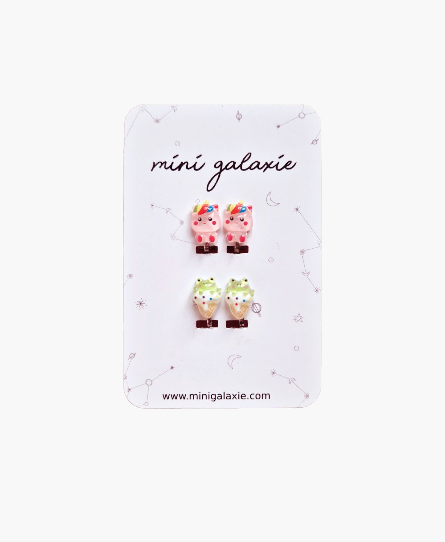Boucles d'oreilles clips Licornes et glaces animaux 🌈