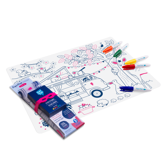 SuperPetit - Coloriage réutilisable - Set en silicone DREAM VAN 5 feutres