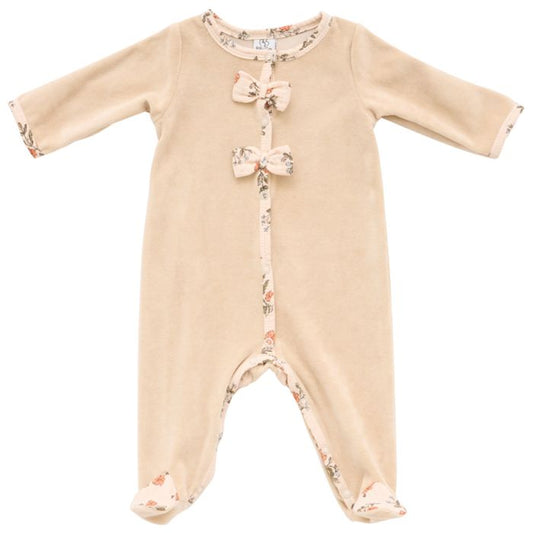 Dors-bien velours beige fleurs