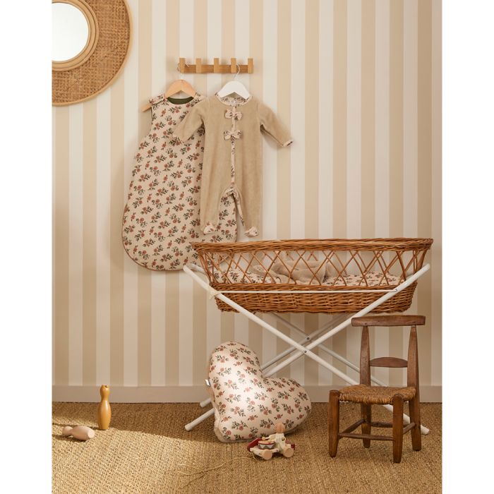 Dors-bien velours beige fleurs