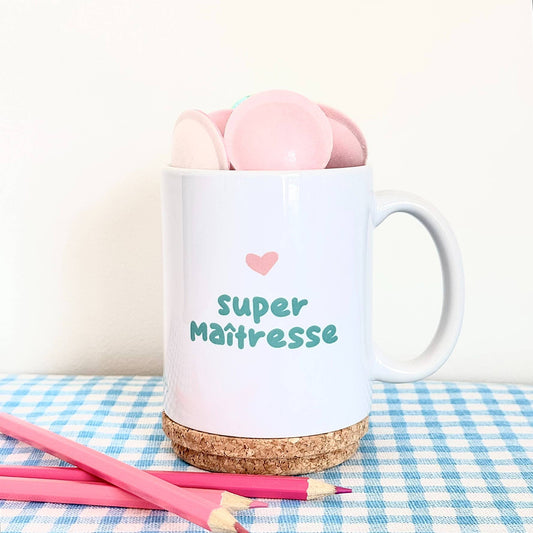 Marcel & Lily - Mug Pop "Maîtresse" avec son couvercle en liège